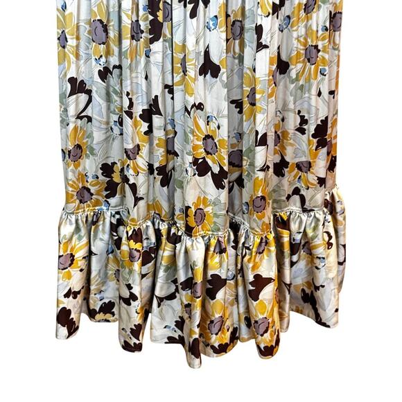 New Polo by Ralph Lauren Buttercup Satin Floral Plissé Pleated Midi Dress Sz 4 - Picture 5 of 13